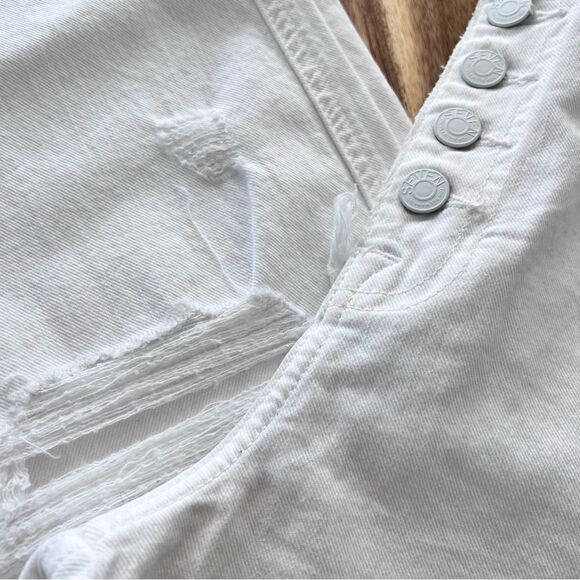 NWT 7 For All Mankind Distressed High-Waist Crop Straight Button Fly in White 32 - Picture 6 of 14